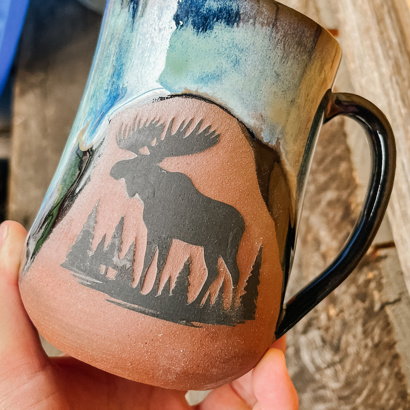 Northern Lights Moose Mug